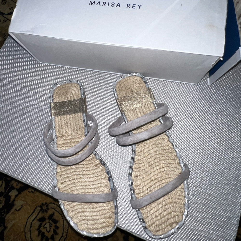 Marisa Rey NWT Suede Slide On Banded Gray Sandals Size 7